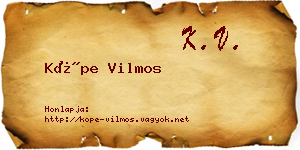 Köpe Vilmos névjegykártya